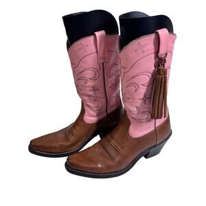 ARIAT Boots‎ 6B Moon Fringe Tassels Cowboy Snipe Toe Cowgirl Rodeo Pink Western